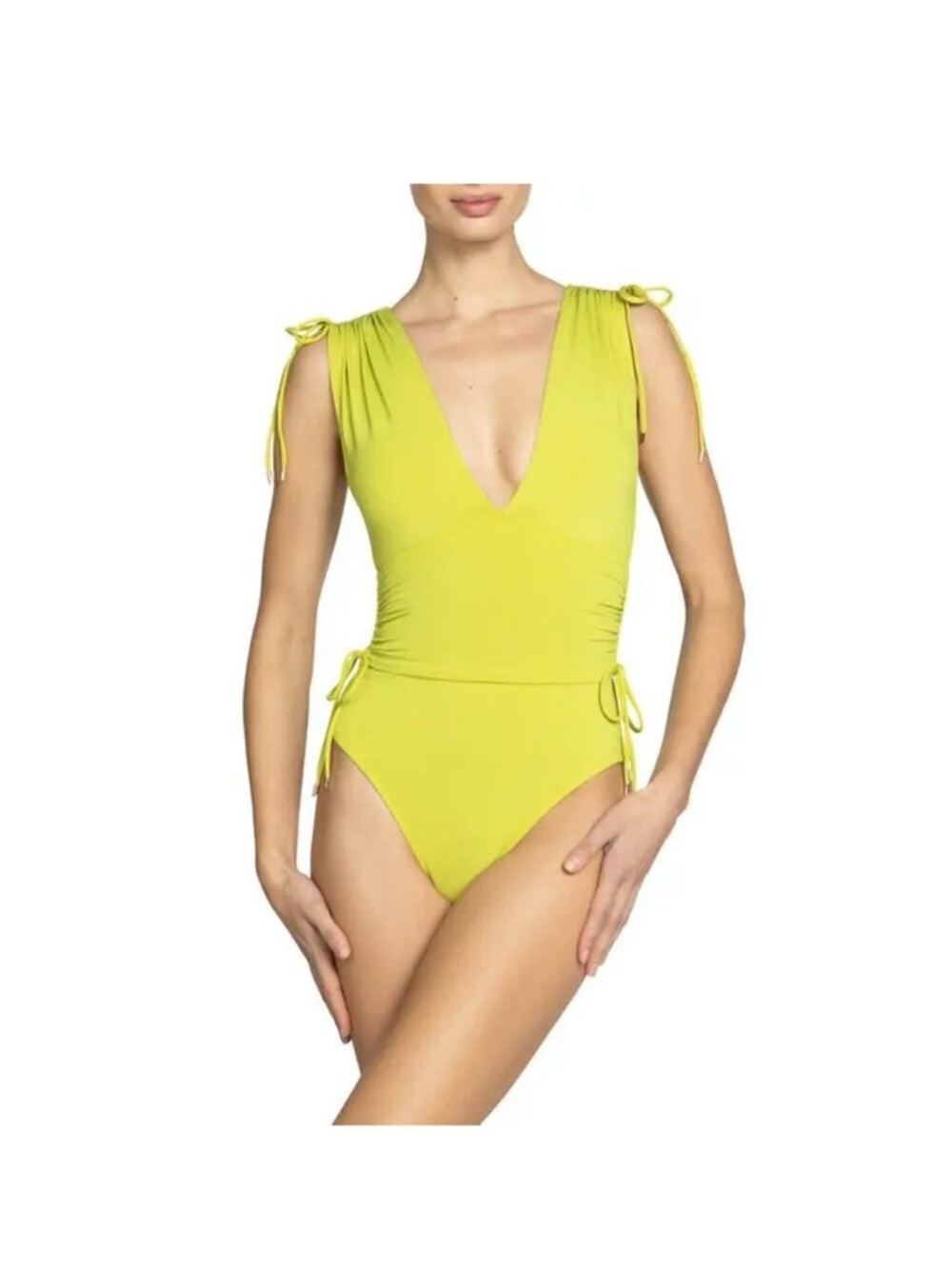 Robin Piccone Yellow-Green One-Piece Swimsuit with Deep V size 8